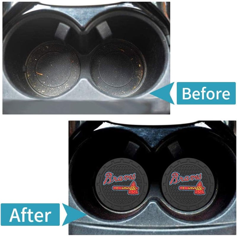 EMIJOY Braves Car Cup Holder Coasters for Baseball Fans,Atlanta Braves Car Coasters for Vehicle Drink Holder,Baseball Stuffs Braves Car Cup Holder Insert,Souvenir/Gifts for Baseball Fans,Car Cup Mat - Image 3